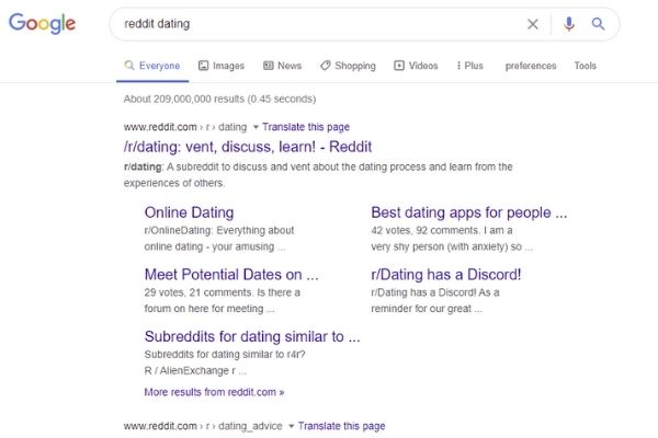 google search for reddit