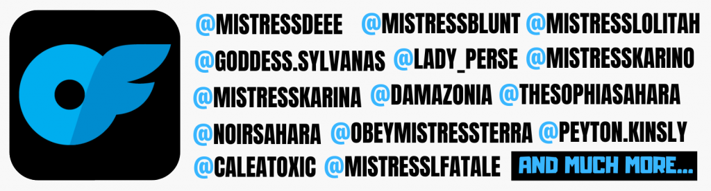 a big list of femdom onlyfans accounts next to the onlyfans logo